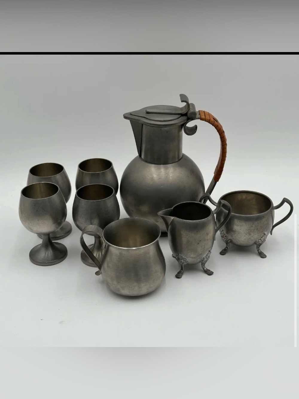 Vintage 8-Piece Mixed Pewter Service- Signed Arne Haugrud